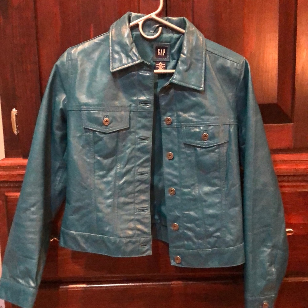 VINTAGE GAP dark teal 100% Leather jacket size M